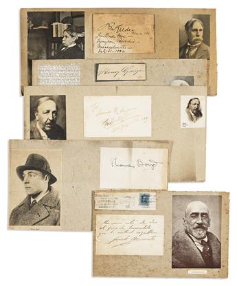 (WRITERS--19TH-20TH CENTURIES.) Group of 8 items Signed, or Signed and Inscribed, on small card or slip of paper.